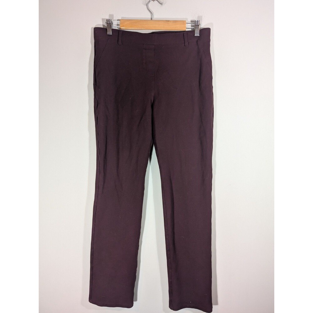 Quince Womens Sz L Tall Maroon Ultra Stretch Ponte Straight Leg Pants Workwear
